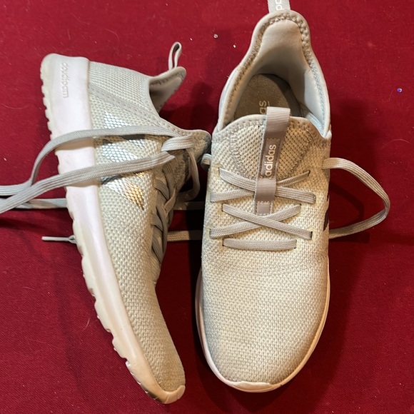 Adidas light GRAY silver stripes Cloudform Sneakers LACE UP WOMENS SIZE 8 USA 8 - Picture 8 of 10